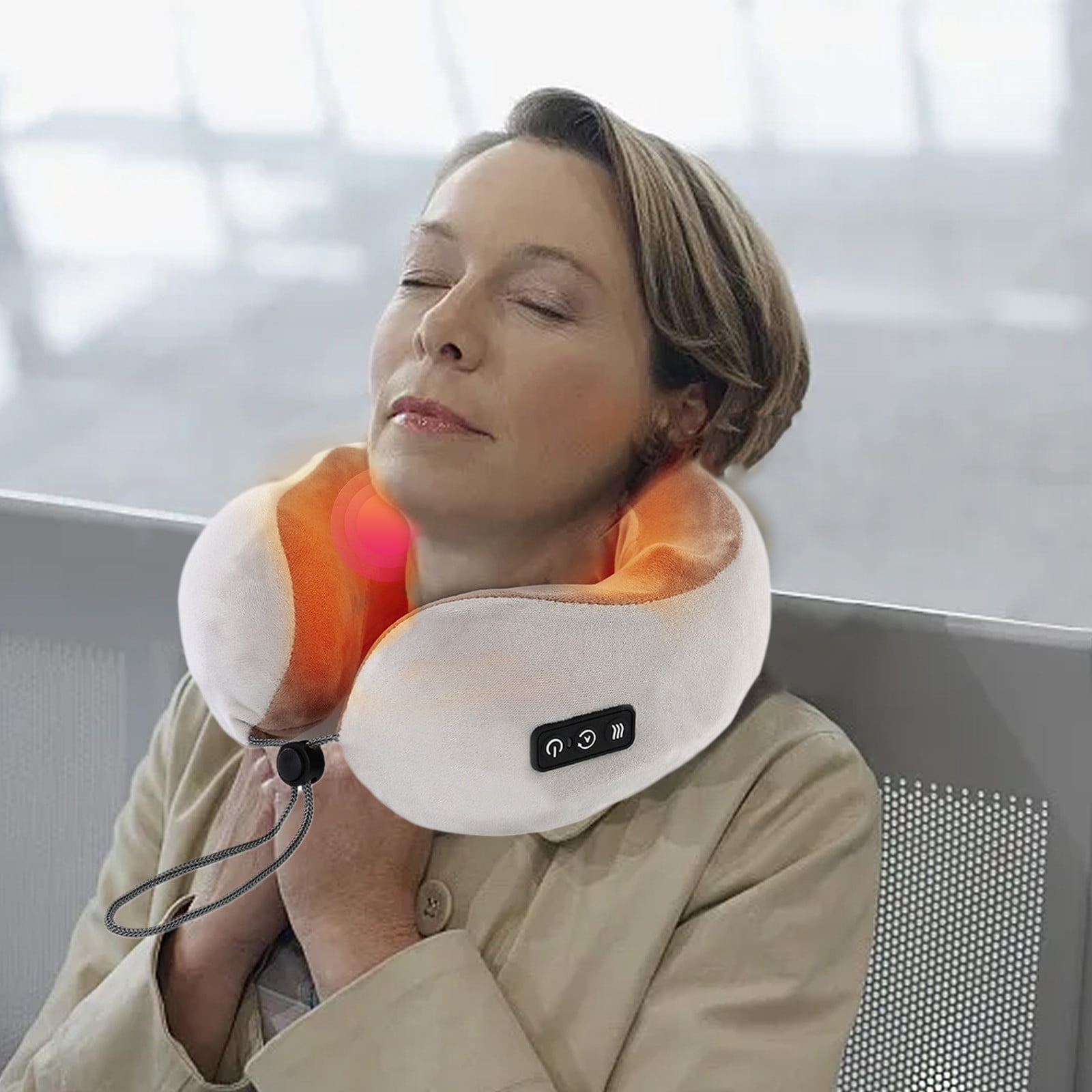 pvdgvd Back Neck Massager with Heat, Shiatsu Massage Pillow with 3 Modes (Kneading Hammering Tapping), USB Rechargeable for Home Car Office, Ideal Gift for Men Women, Relieves Muscle Tension