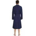 thumbnail image 2 of HEARTNICE Mens Robe 100% Cotton, Soft Lightweight Knit Spa Long Bathrobe,(Navy Blue,S-M), 2 of 5