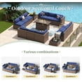 thumbnail image 3 of Aoxun 15 Piece Patio Furniture Set with 44” Fire Pit Table Wicker Rattan Outdoor Sectional Sofa Set with Coffee Table and 4” Thickened Cushions, Blue (Waterproof Cover Included), 3 of 8