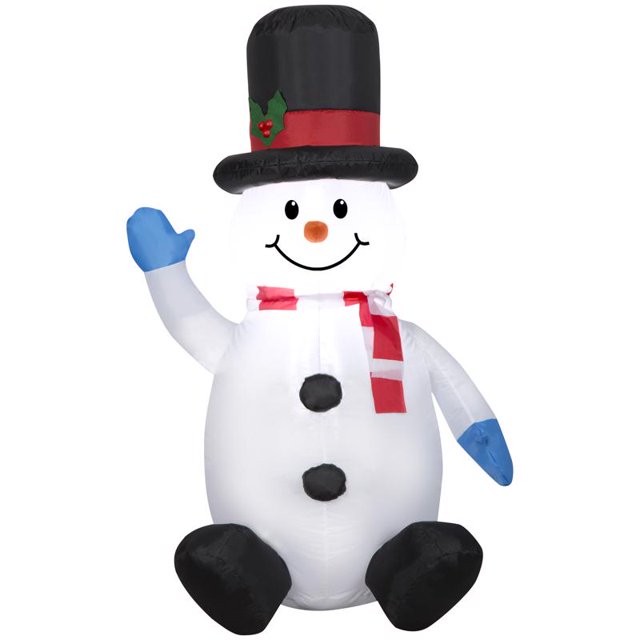 Muñeco de nieve inflable con forma de gemelo navideño con sombrero de copa alto, 122 cm, paquete de