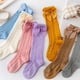 thumbnail image 5 of Calcetines para niñas, calcetas para niños pequeños, calcetines de piel de becerro, calcetines finos de malla con lazo para primavera y verano, 4 pares Adepaton BST3005331-2, 5 of 5