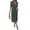 Dark Green, variant on Women's Ruched V Neck Midi Dress with Half Sleeves and Ruffled Buttoned Details in Viscose 100% for Everyday Wear