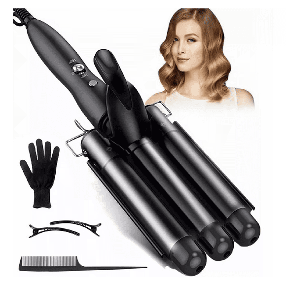 Rizadora De Cabello,varita De Rizador De 3 Barriles Negra