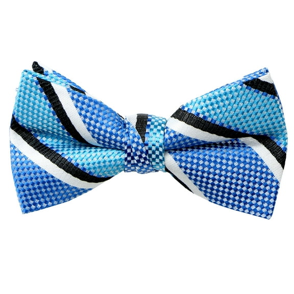 Spring Notion Boys' Pre-tied Woven Bow Tie Small Turquoise Stripes