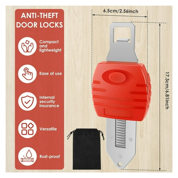 Portable Door Lock Easy to Carry Travel Door Lock Tough Security Door Locker for Additional Privacy