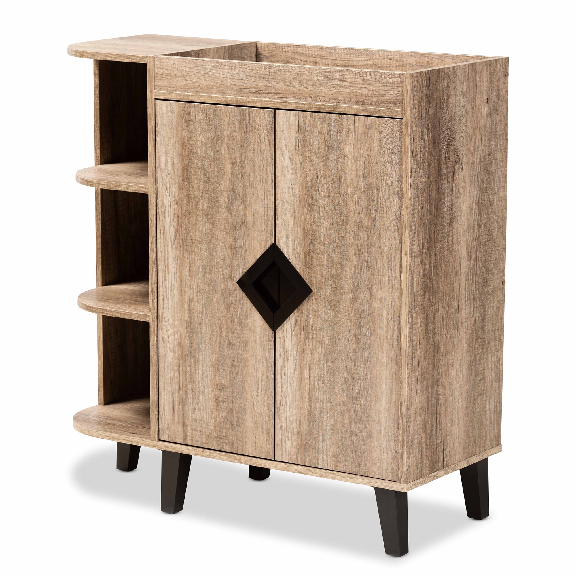 Baxton Studio Modern Contemporary 2-Door Shoe Cabinet, Brown and Black, 67.2 lbs