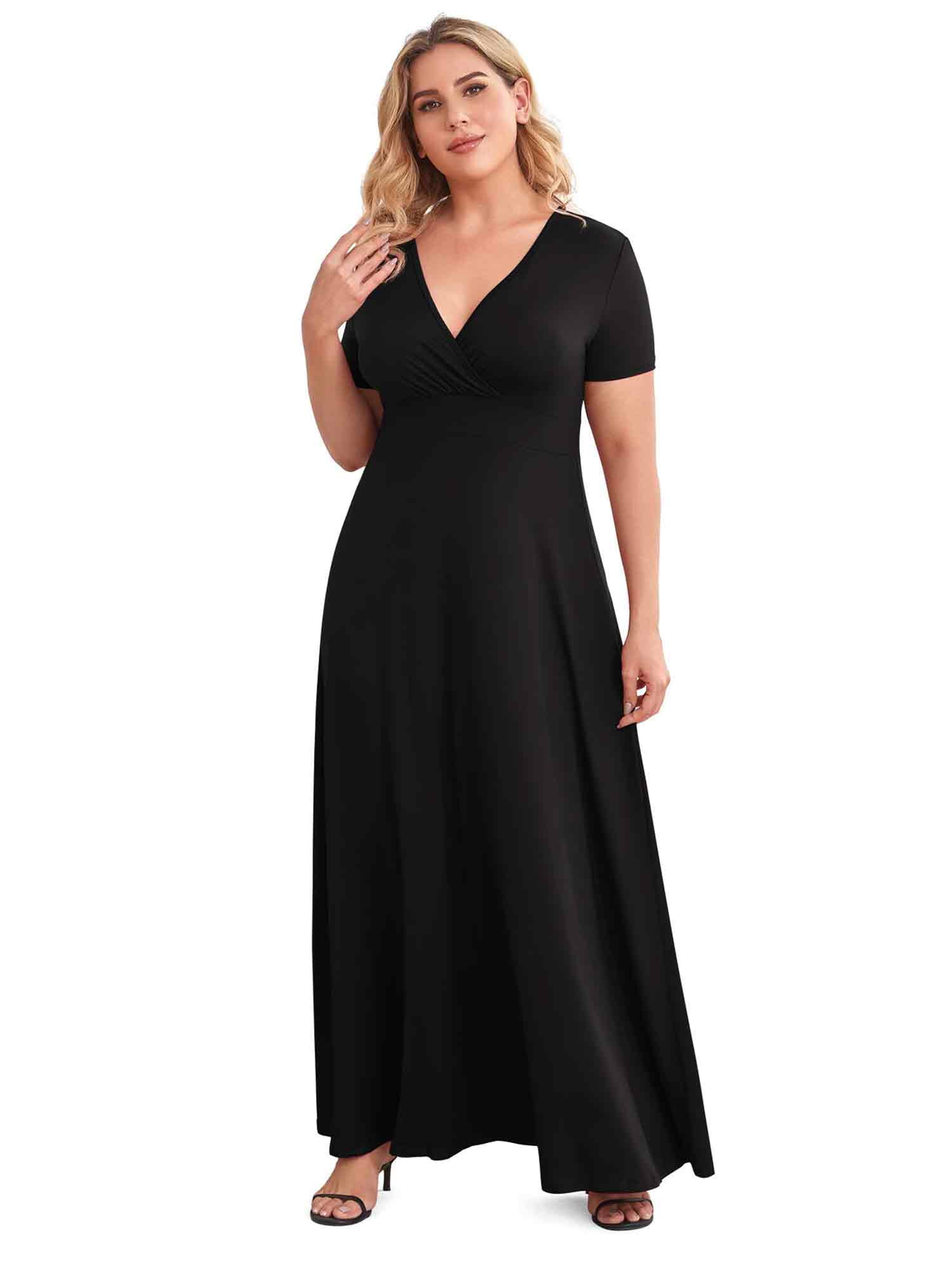 Ever-Pretty Plus Size Sequin Cocktail Dress - V Neck, Sleeveless, A-Line Midi Dress For Wedding Guest, Prom, Party