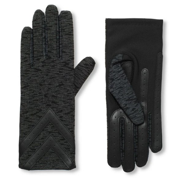 isotoner Gants en Spandex pour Femmes avec Détail Chevron - A30106 (Texture d'Animal Noire, P/M)