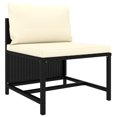 vidaXL 4Seater Patio Sofa with Cushions Black Poly Rattan