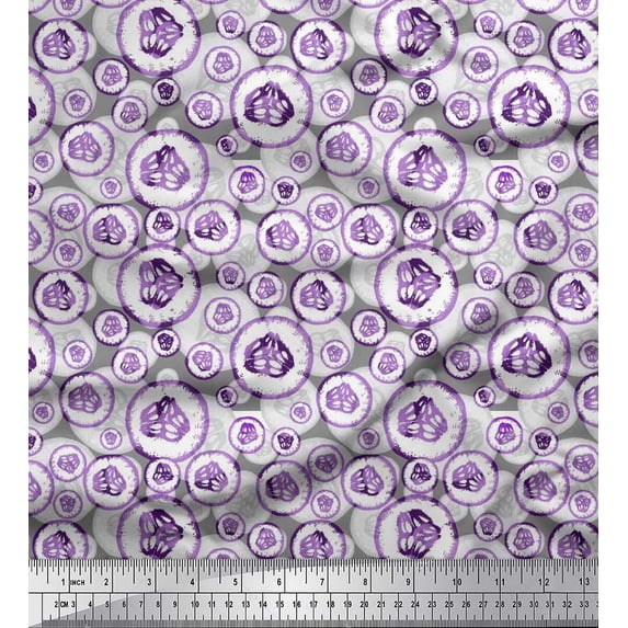 Soimoi Purple Cotton Jersey Fabric Cucumber Vegetable Printed Fabric 1 Yard 58 Inch Wide