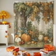 thumbnail image 3 of Shower Curtain 72"W x 72"L Autumn Thanksgiving Pumpkin Forest Fabric Shower Curtains Set with Hooks Water Repellent Bathroom Curtains Machine Washable Bathroom Accessories, 3 of 6