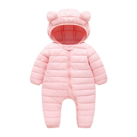 

Yuanyu 0-18M Baby Winter Cute Ear Hooded Snowsuit for Boys Girls Light Puffer Jacket Jumpsuit