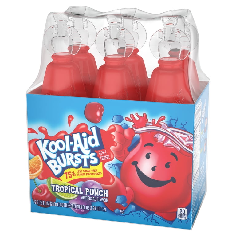 Kool-Aid Bursts, Tropical Punch, Reduced Sugar, Ready-To-Drink, 6