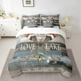 thumbnail image 2 of YST Lake Life 7-Piece Comforter Set, Queen – Retro Lake Cabin Decor with Paddle Pike Fish Boat Design, 2 of 5