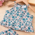 thumbnail image 6 of CAUYDY Toddler Girl Summer Clothes Baby Girls Short Sleeves T-Shirt Tops + Shorts Cute Outfits Set For 2t 3t 4t 5t 6t 7t Kid School Activities (Sizes 7-8 Years,F02-Blue), 6 of 9