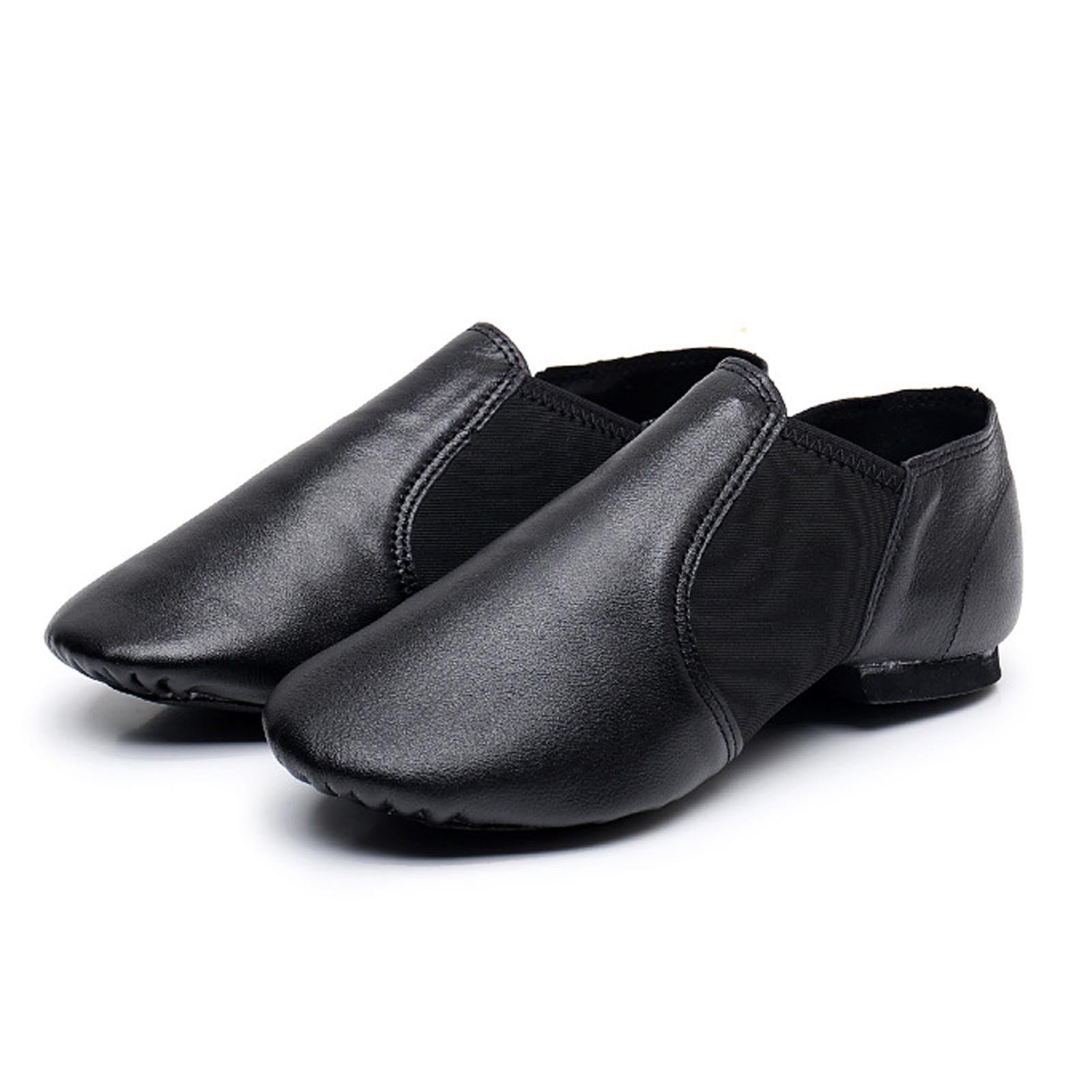 BEAUTY&YOUTH ブラックレザーシューズ US8 DHFJKG Kids Sheepskin Leather Upper Slip-On Non-Slip Jazz Shoes