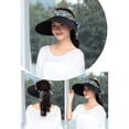 thumbnail image 5 of Cotton Linen Women Sunhat Decorative Colorful Replacement Windproof Breathable Summer Beach Sunbonnet Hat Cap Headwear Black, 5 of 9