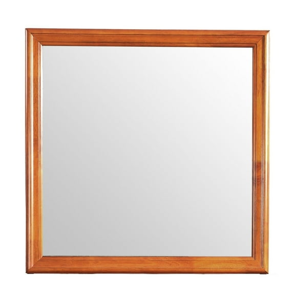 38 in. x 38 in. Classic Square Wood Framed Dresser Mirror - Oak
