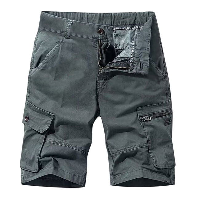 Gibobby Men's Drawstring Cargo Shorts Relaxed Fit Shorts with Pockets Work Hiking Summer Athletic Short Men(Grey,32)