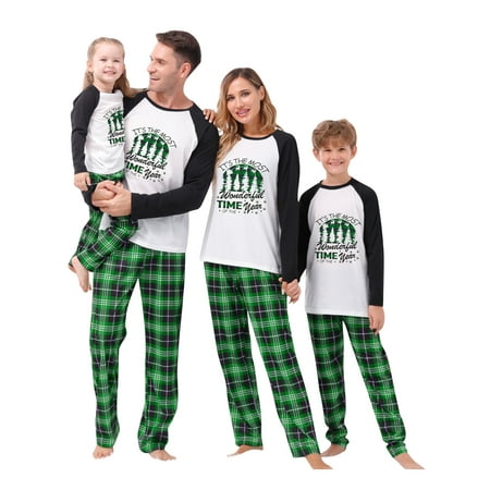 

Huakaishijie Christmas Pajamas for Family Pjs Matching Set Long Sleeve T-Shirts and Pants Nightgowns