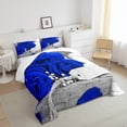 thumbnail image 4 of Blue Rose Comforter Set Queen Size, Romantic 3D Floral Bedding for Kids Boys Girls Teens, 3D Printed Blossom Flowers Down Comforter, Couple Valentine's Day Duvet Set Soft Warm with 2 Pillow Cases, 4 of 5