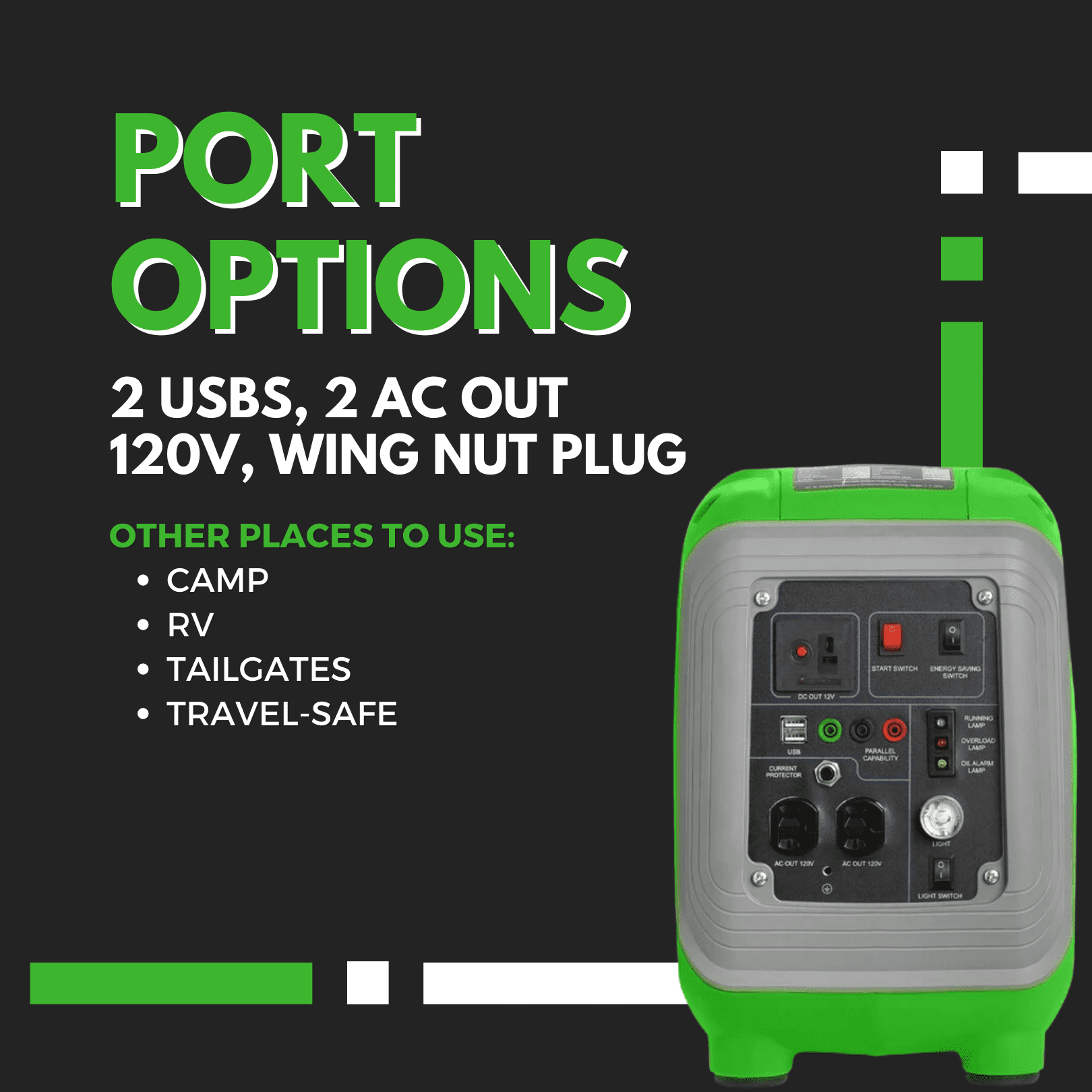 The ALP 1000W Propane Generator. First of its class, lightweight, and 100% propane powered. With longer run times, safer storage, and significantly more environmental friendly. EPA and CARB approved.