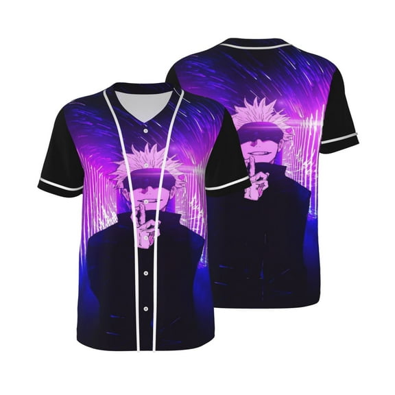 Jujutsu Kaisen Gojo Baseball Jerseys Shirts Baseball Button Down Shirt for Men Women Adult