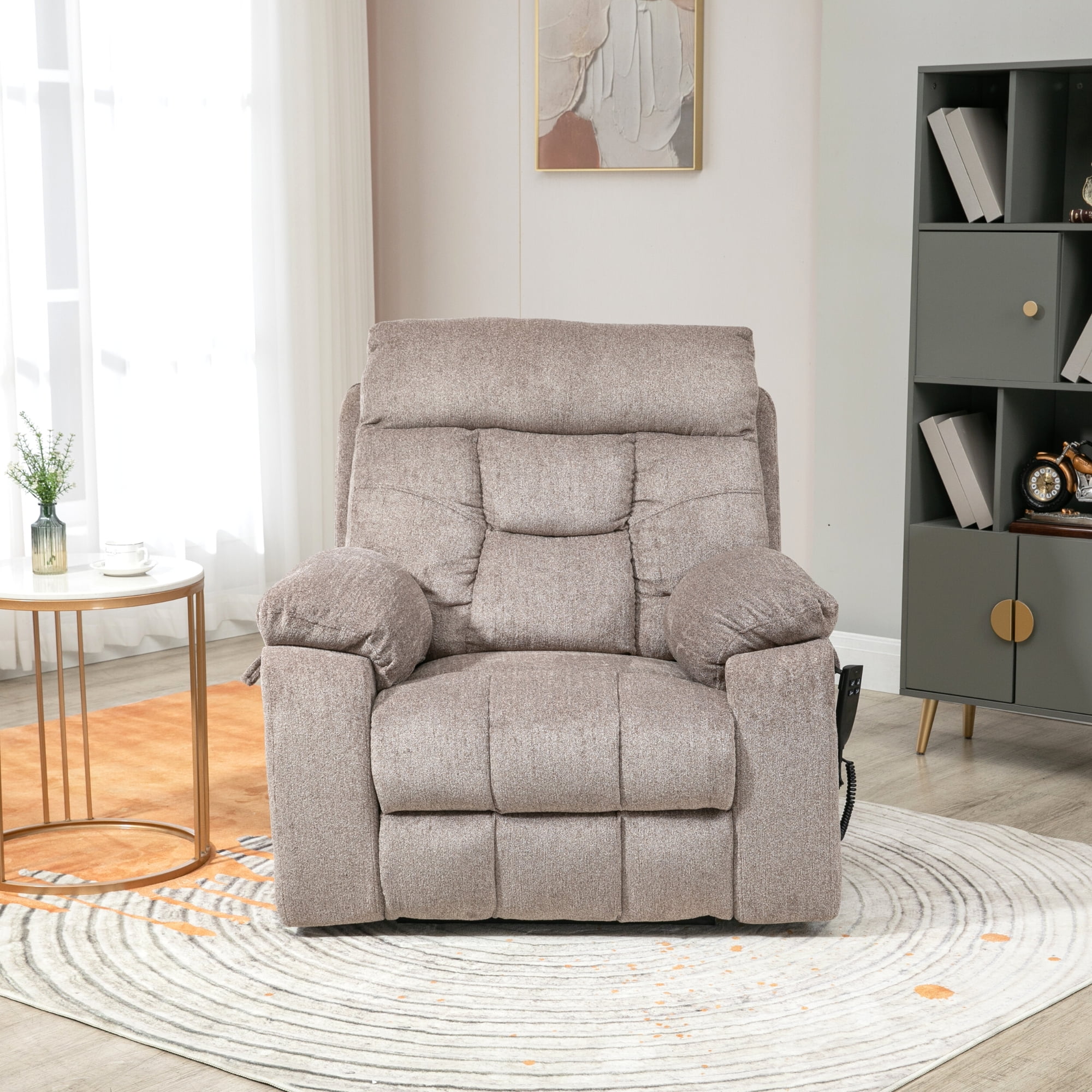 JUUXO Oversized Recliner Chair Lay Flat 71" Length, Large Power Lift Chair for Elderly, Extra Wide Heated Massage Chair for Big and Tall in 26" Seat Width, 400 lbs
