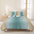 thumbnail image 3 of Twin XL Quilt Set 68''x98'', Teal Yellow Ombre Lightweight Summer Bedspread Coverlet Set with 2 Pillow Shams, Farmhouse Modern Gradient Art Breathable All Season Quilt Bedding for Dorm/Guest Room, 3 of 9