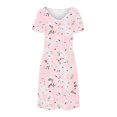 thumbnail image 4 of GaThRRgYP Women's Casual Tunic Short Sleeve Dress,Women's Fashion Summer Print Short-sleeved V-neck Casual Dress Pink XL, 4 of 8
