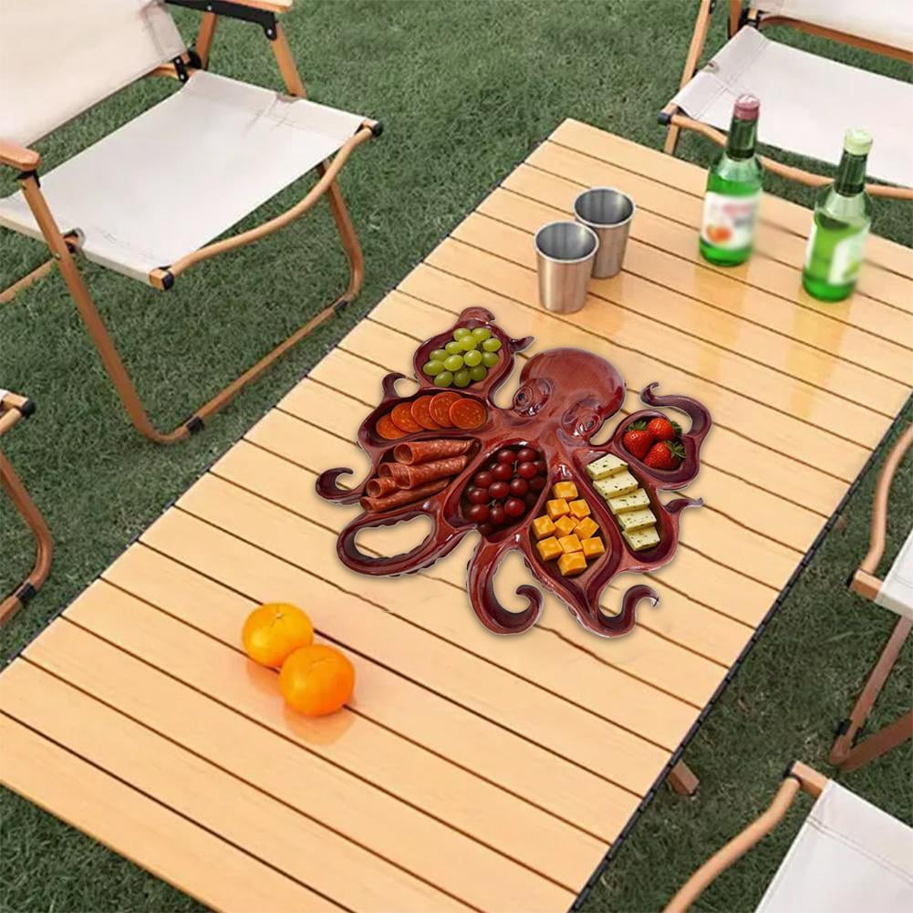 Octopus Charcuterie Platter, Unique Octopus Design Wood Serving Tray, Ocean Theme Party Octopus Bread Board, Funny Animal Shaped Platters Tray, Gift for Seafood Lovers