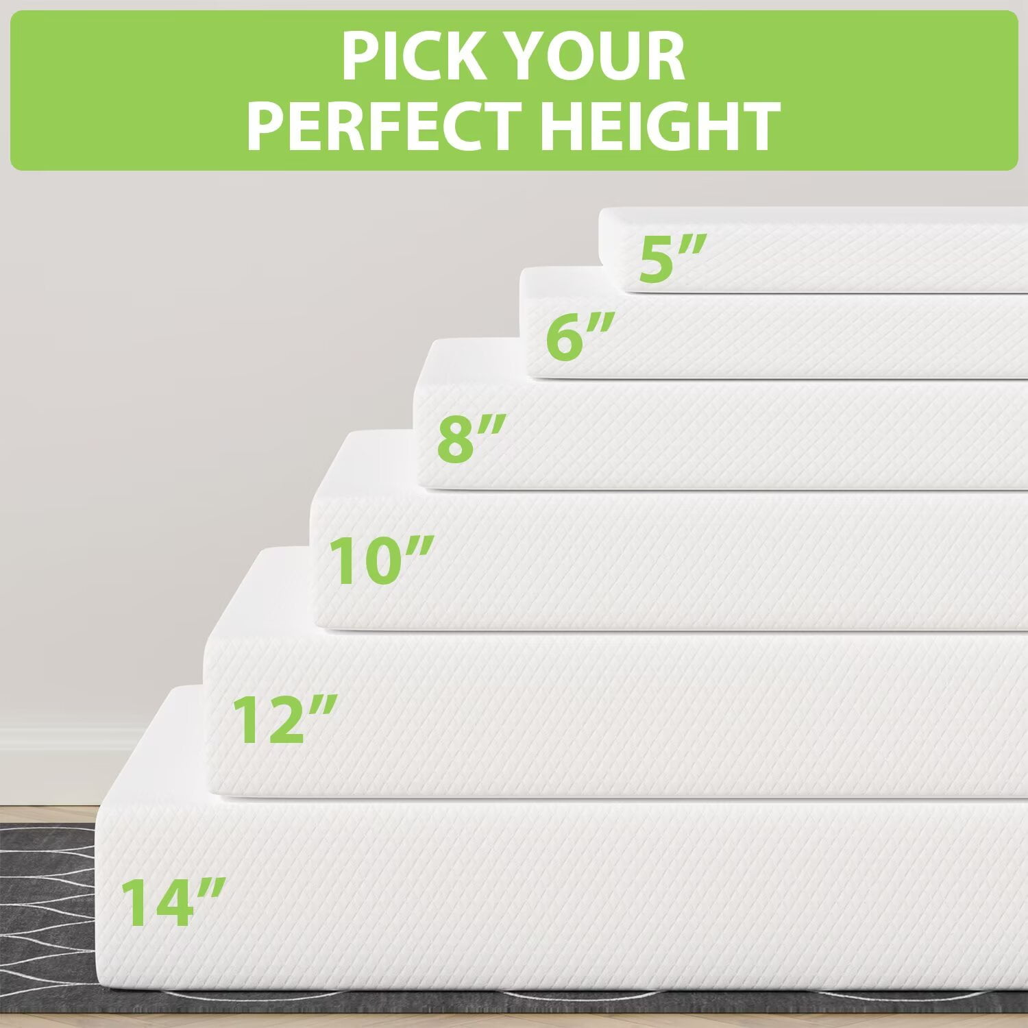 YRLLENSDAN, 5 Inch Memory Foam Twin Mattress Certipur-Us Certified Cool Sleep & Comfy Support Twin Bed Mattress Twin Size Mattresses Twin Foam Mattress