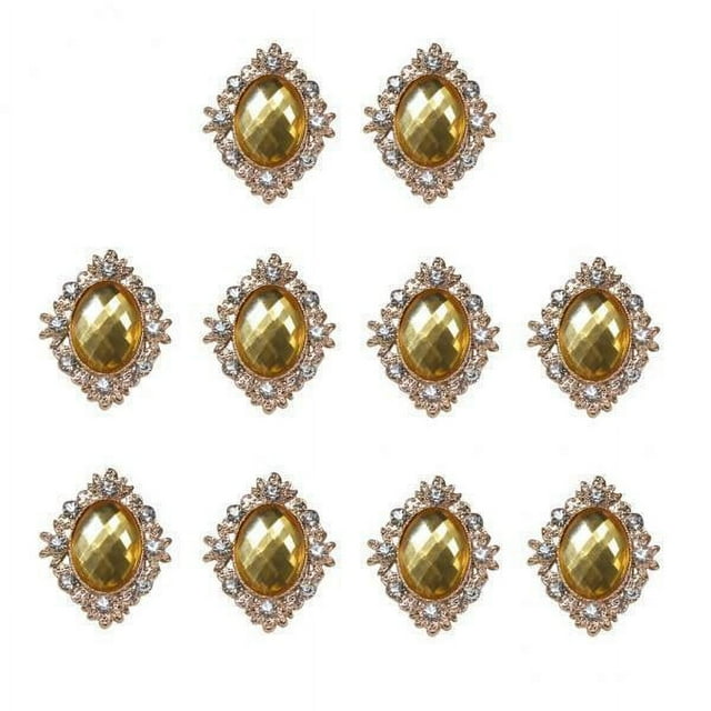 veasfak 4-5pack 10pcs Rhinestone Flat Back Beads Button Scrapbook Embellishment Gold 5 Pcs