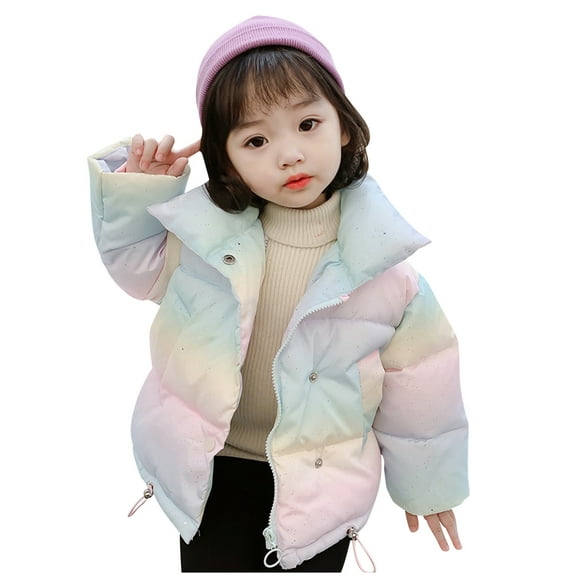 jovati Toddler Winter Jacket Girls Toddler Kids Girls Winter Keep Warm Rainbow Coat Down Jacket Padded Overcoat
