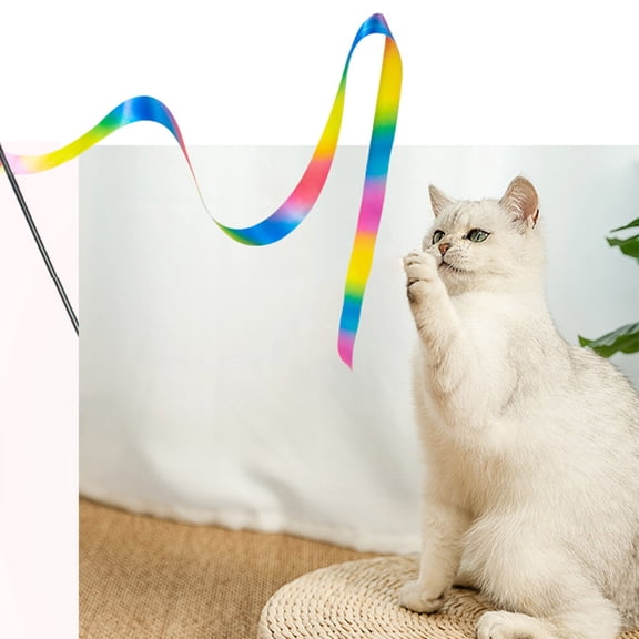 rygai Cat Teaser Stick Bell Interactive Colorful Ribbon Cute Cat Toy Funny Rod Teaser Wand Cat Supplies,Multicolor