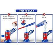 Feledorashia Automatic Baseball Pitching Machine for Youth Training - Remote Control Hitting Practice Tool with 5 Baseballs, Adjustable Height 3.9-4.3ft, Extendable 13.4-22.4in, Portable ABS Design