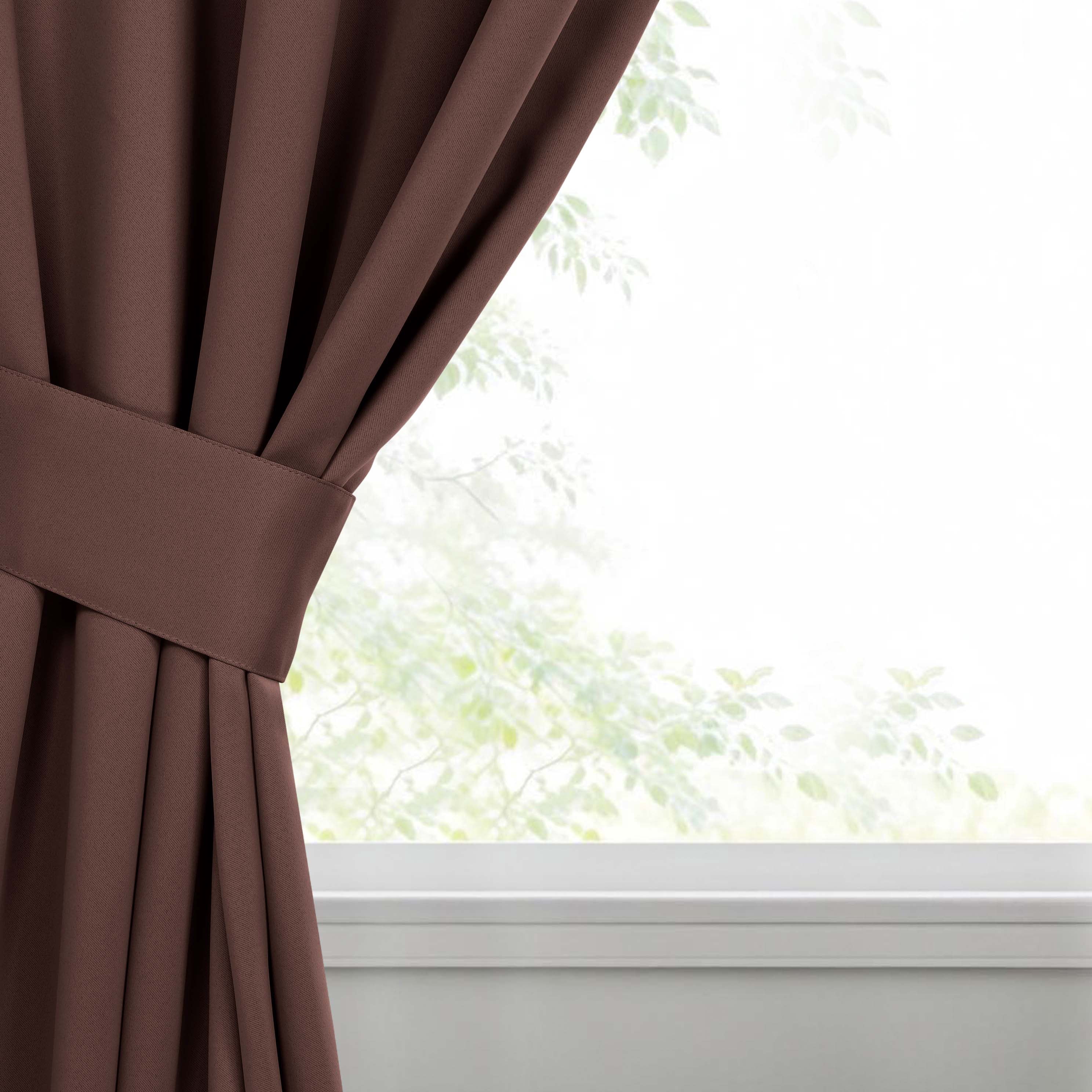 Superior Blackout Solid Light Filtering Grommet Curtain Panel Set, 46" x 84", Cappuccino
