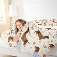 thumbnail image 3 of Homewish Lovely Dachshund Dog Queen Comforter Set,Kawaii Paw Prints Comforter Sets Queen,Beige,Stars Bow Decor,Polkadot Reversible,3-Piece,1 Comforter and 2 Pillowcases, 3 of 7