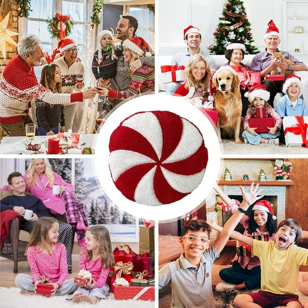 Almohada de bastón de caramelo SPEESY, decoraciones navideñas con