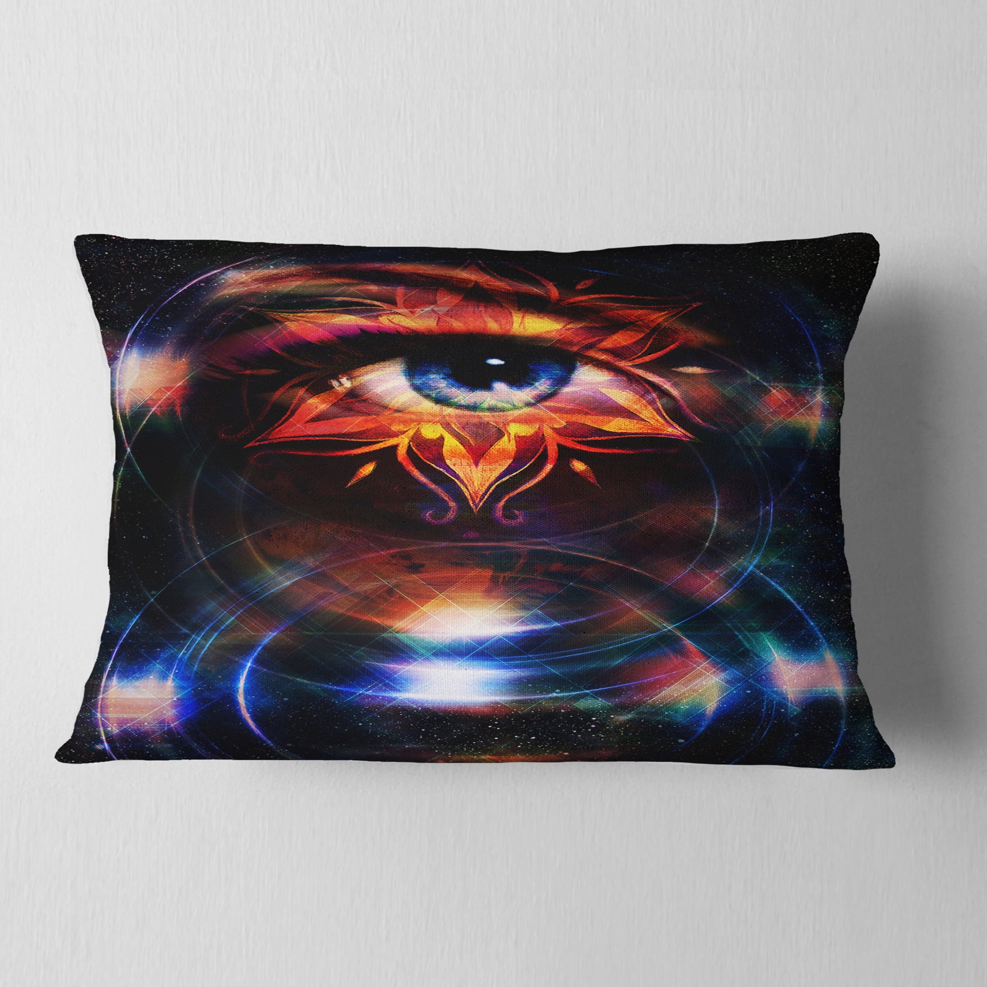 Designart Woman Eye with Fractal Star - Floral Throw Pillow - 12x20