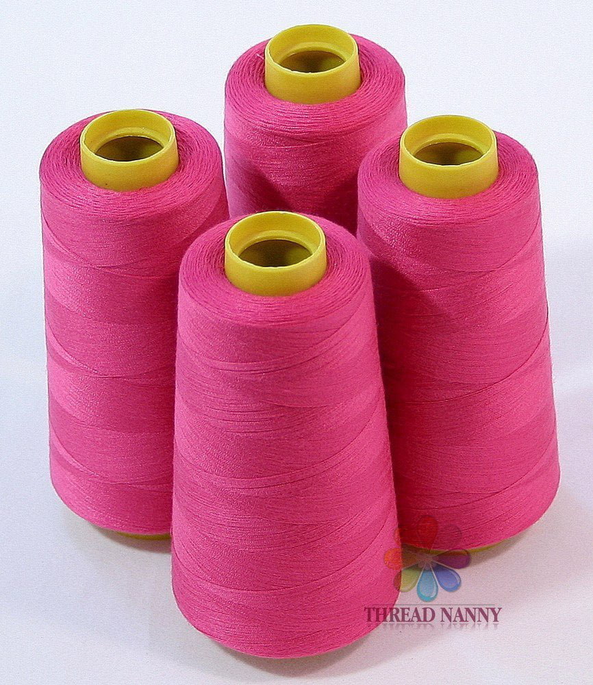 of Polyester Threads for Sewing Quilting Serger RED Color From Threadnanny 4 Large Cones 3000 Yards Each
