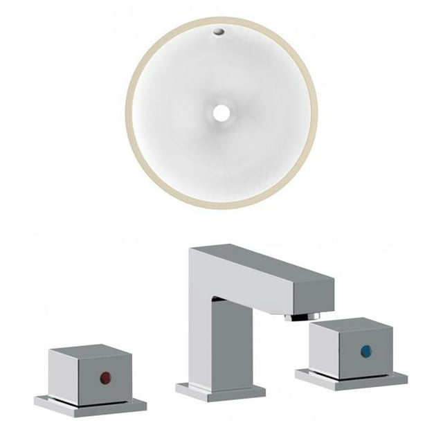 American Imaginations AI-22759 Évier Circulaire de 16,5 Po en Blanc - Chrome