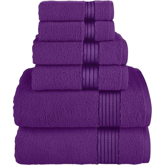Holiday Gift 6-Pack Cotton 100 % Highly Absorbent Shower Towel , Purple
