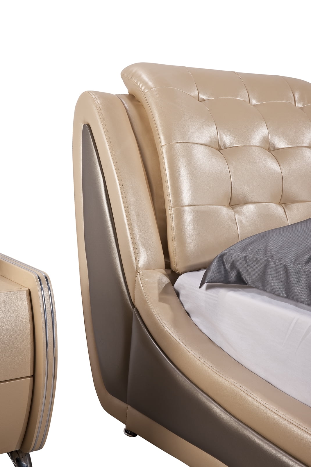 US Pride Furniture Victoria faux-leather Platform Bed, Gold, California King, B8047-CK