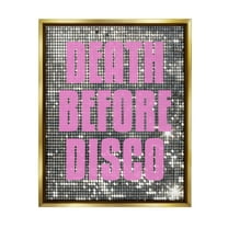 Stupell Industries Glam Death Before Disco Abstract Painting Gold Floater Framed Canvas Art Print Wall Art, 25 x 31