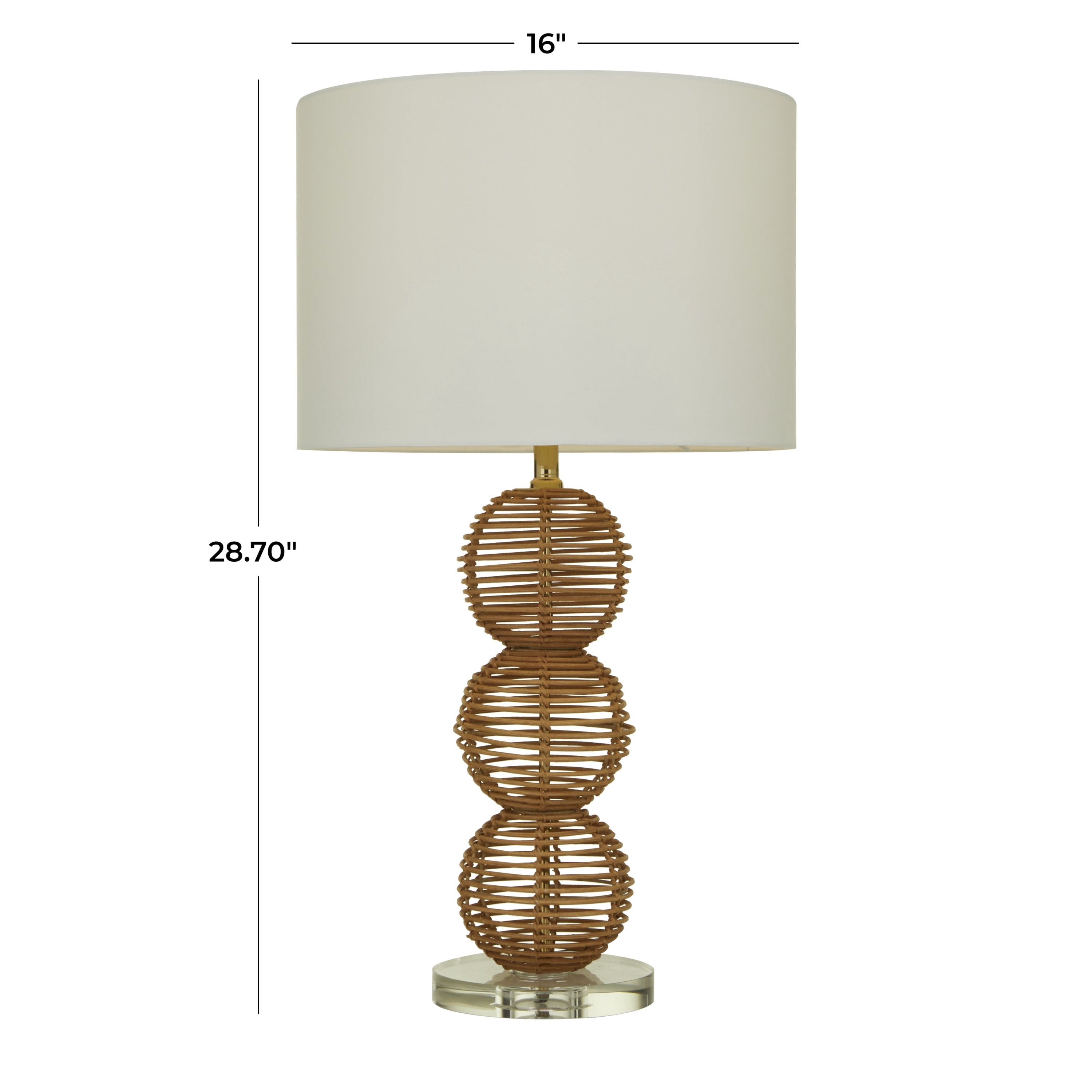 DecMode 29" Handmade Woven Orb Brown Table Lamp with White Microfiber Shade