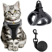 Cat Adjustable Harness and Leash for Walking Escape Proof,with Step-in Reflective Strip