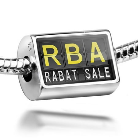 Neonblond Charm RBA Airport Code for Rabat - Sale 925 Sterling Silver Bead