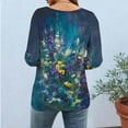 thumbnail image 6 of Levmjia Womens Tops Vintage Boho Floral Printed 3/4 Sleeve T Shirt Loose Casual Round Neck Blouse Pullover Polyester Comfortable All Season, 6 of 7