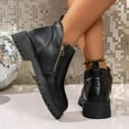 thumbnail image 5 of Kopltyrfg Ankle Boots for Women Low Heel Suede Platform Heeled Short Booties Chunky Heel Side Zipper Round Toe Lug Sole Fall Boots Non Slip Outdoor Walking Shoes (Black,43), 5 of 7